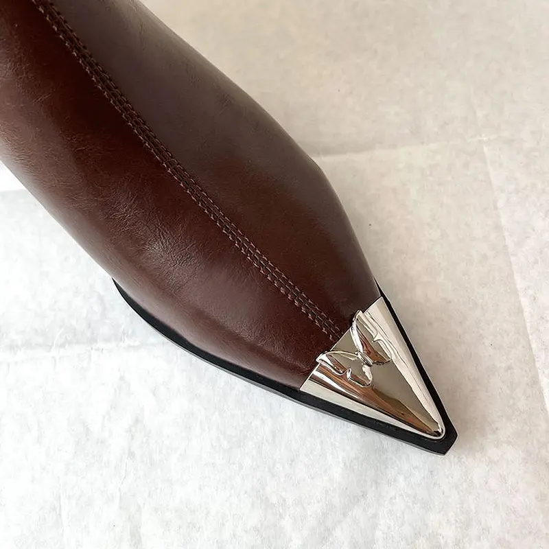 Wholesale Women's Western Ankle Boots Cowhide, Fleece-Lined, Chunky Heel (10).jpg