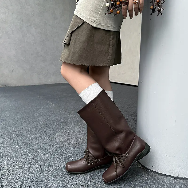 Q.L Codex Brown Leather Western Mid-Calf Pull-On Boots (10).jpg