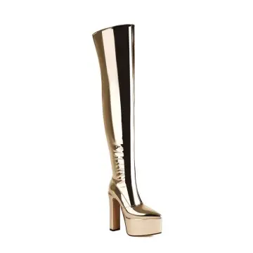 2025 Extreme Heel Flip Sequin Over Knee Boots for Pole Dance