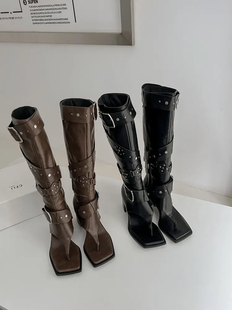 Women’s Sexy All season Knee-High Boots with open Toe 7718 (12)