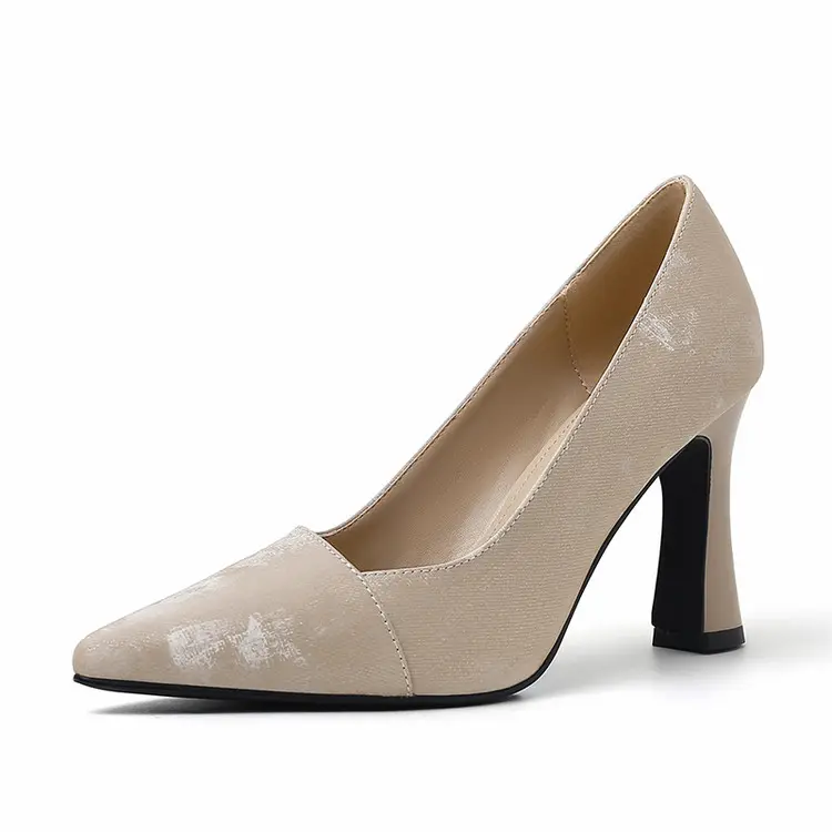 Apricot Korea Style Women's Pumps: Genuine Leather Slip-Ons