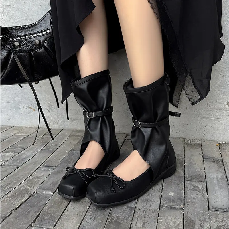 2025 Custom Ballet Wedge Heel Mid-Calf Buckle Boots (13).jpg