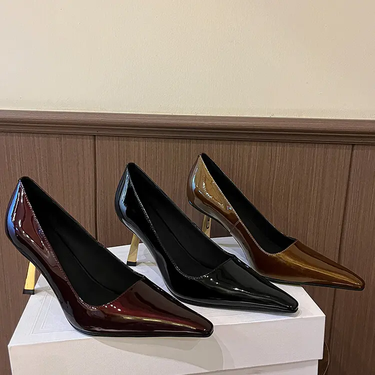 Metallic Sculptural Stiletto Pumps Nude Patent Leather (4).jpg