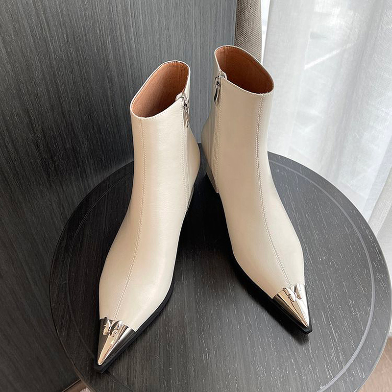 Wholesale Women's Western Ankle Boots Cowhide, Fleece-Lined, Chunky Heel (8).jpg