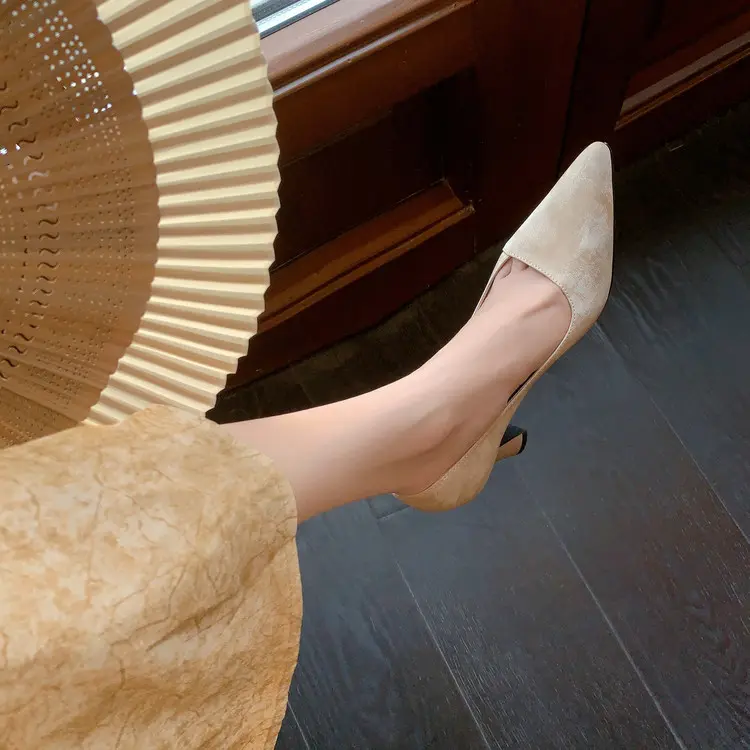 Apricot Korea Style Women's Pumps Genuine Leather Slip-Ons (18).jpg