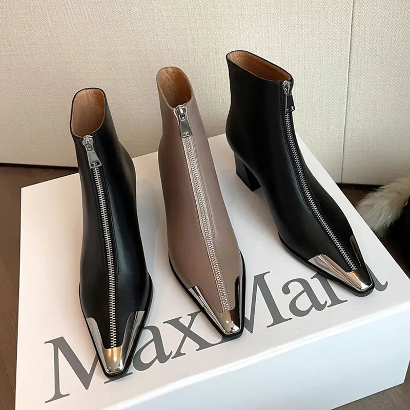 OEM Women's Pigskin Lining Ankle Boots with Chunky Heel (14).jpg