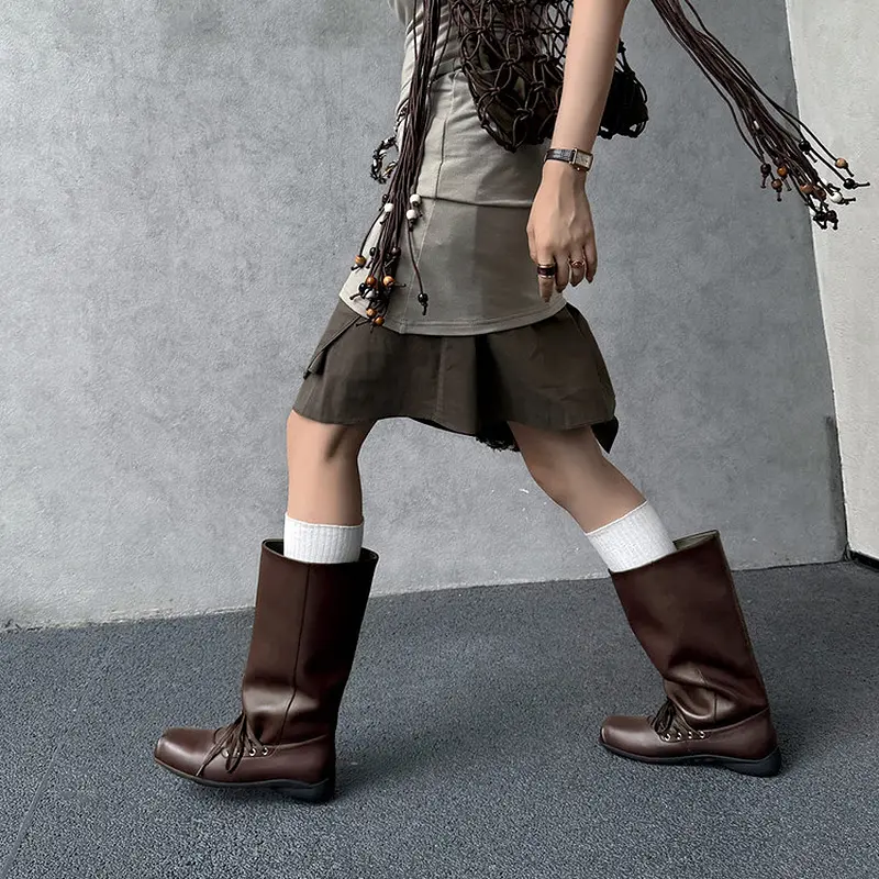 Q.L Codex Brown Leather Western Mid-Calf Pull-On Boots (2).jpg