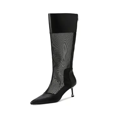 OEM Mesh Knee-High Summer Boots with 6.5cm Stiletto Heel