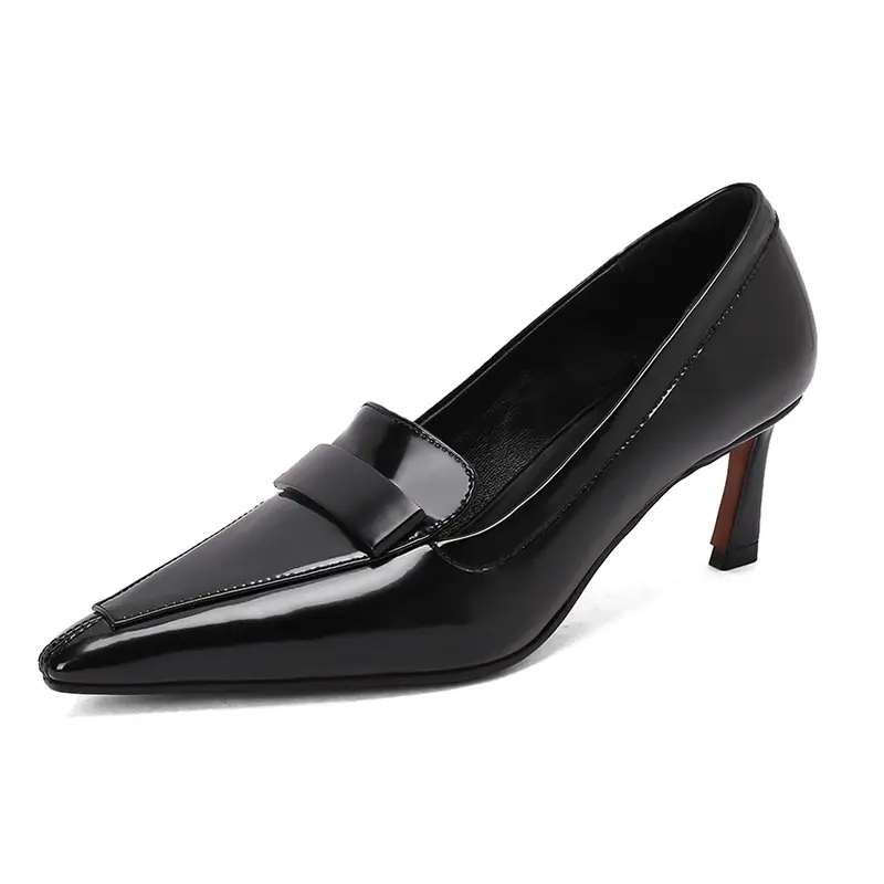 Y-Inspired 6CM Pointed-Toe Leather Office Stiletto Heel Pumps