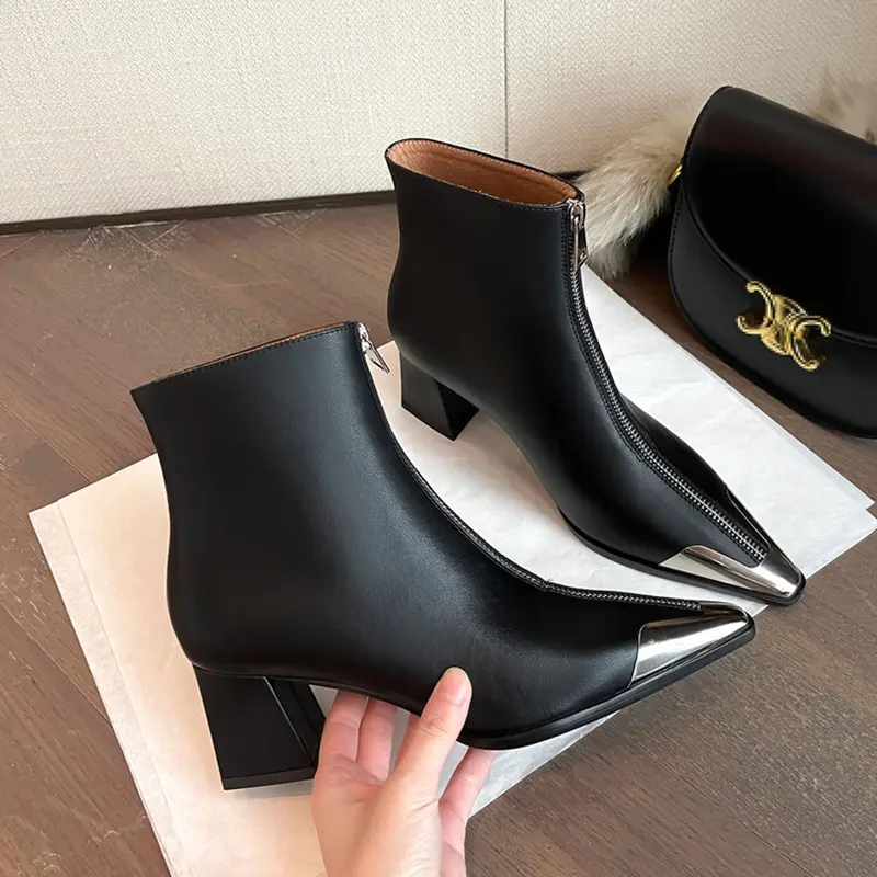 OEM Women's Pigskin Lining Ankle Boots with Chunky Heel (13).jpg