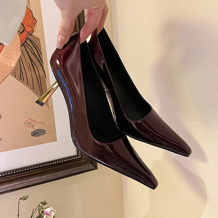 Metallic Sculptural Stiletto Pumps Nude Patent Leather (3).jpg